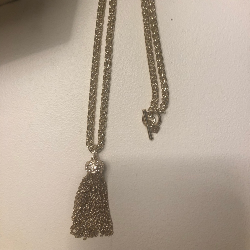 Banana Republic Gold Long Toggle Tassel Necklace